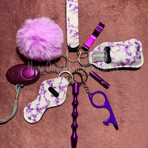 Önvédelmi Kulcstartó alap szett - lila mintás