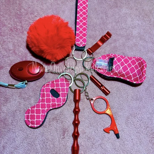 Önvédelmi Kulcstartó alap szett - piros mintás