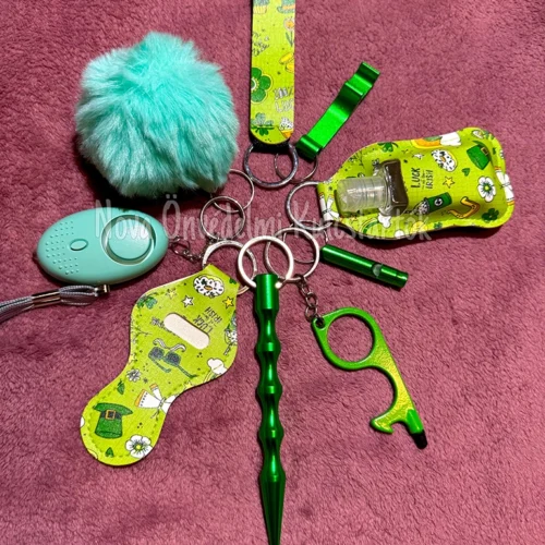 Önvédelmi Kulcstartó alap szett - zöld mintás