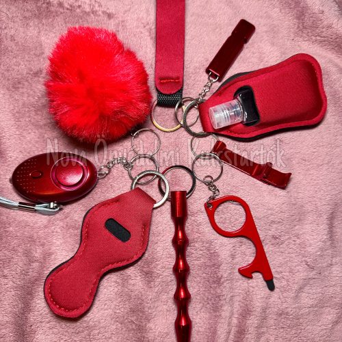 Önvédelmi Kulcstartó alap szett – piros