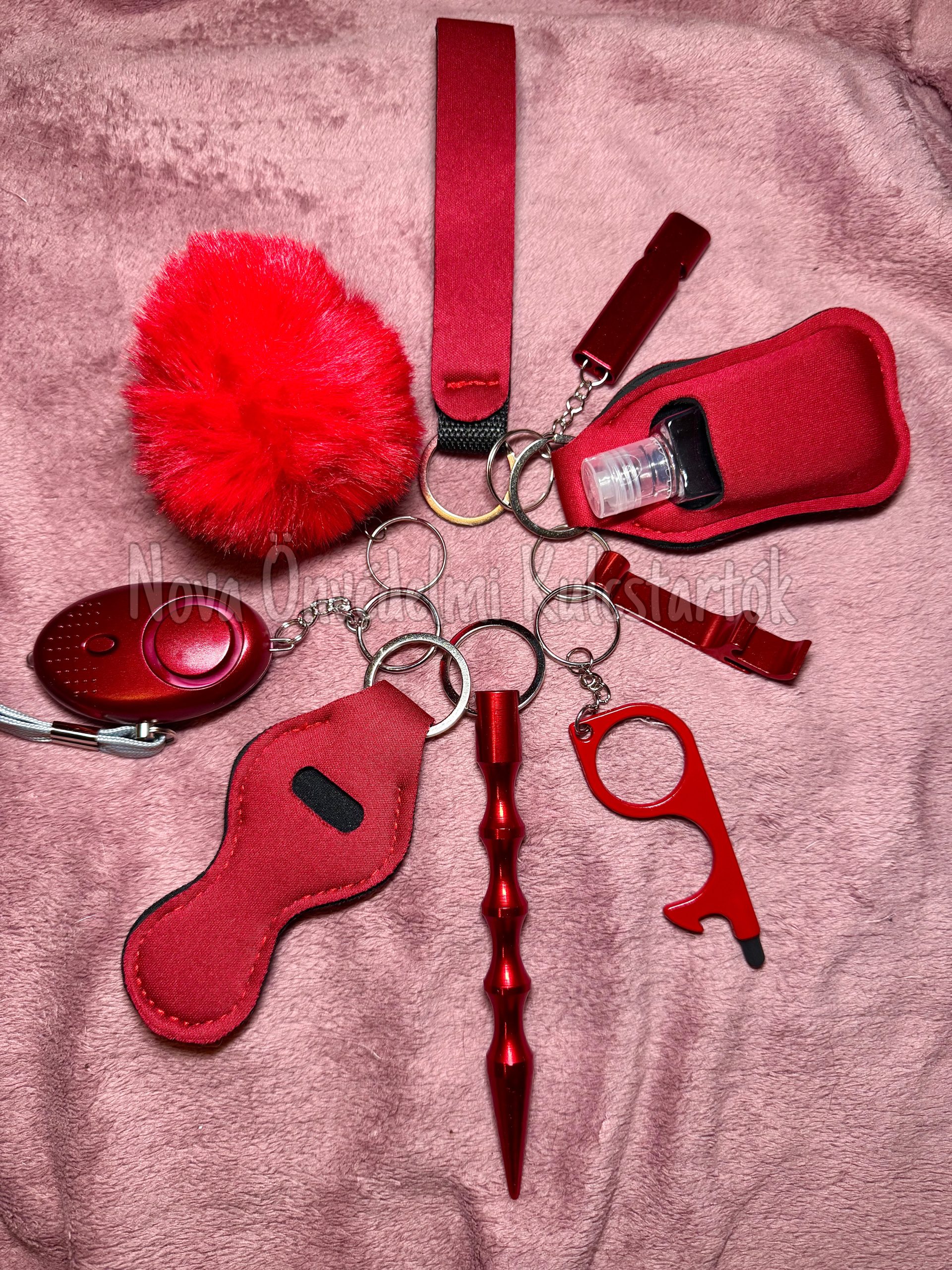 Önvédelmi Kulcstartó alap szett – piros